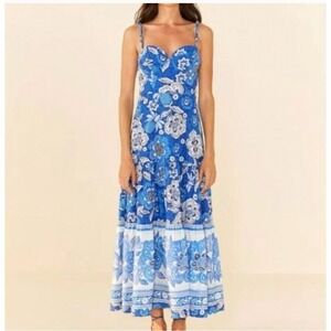 lace up side maxi dress Skyler back lace up maxi dress XL / Blue Champagne floral